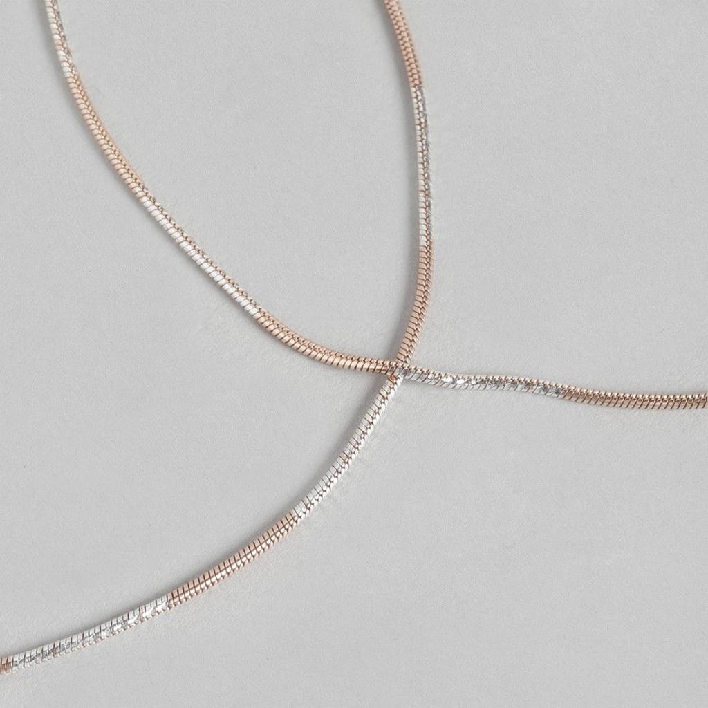 Sleeky Dual Toned 925 Sterling Silver Anklet : ANK-60067-PAIR