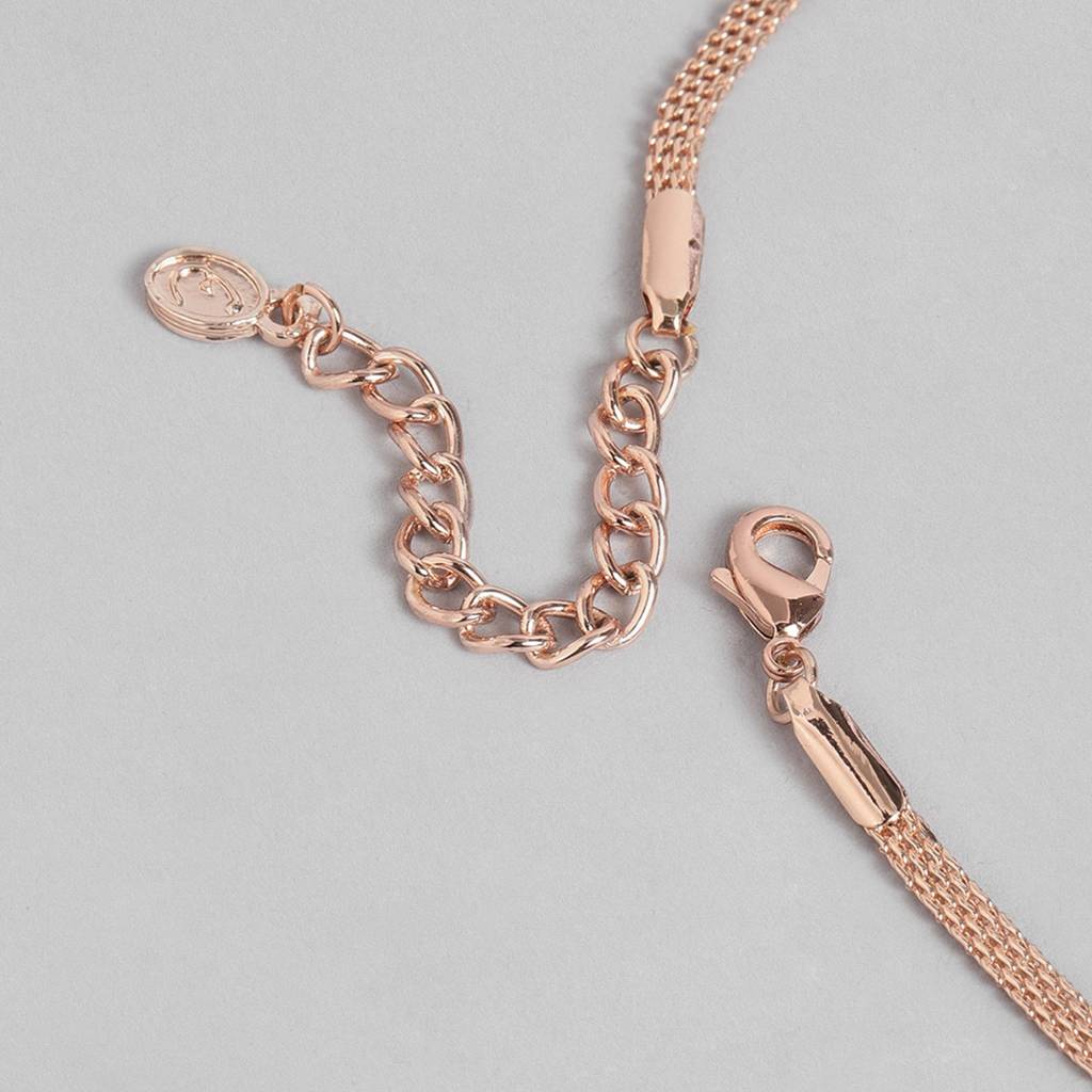 Estele Rose Gold Plated Cz Exquisite Necklace Set For Women : AD-701-RG-WENKER