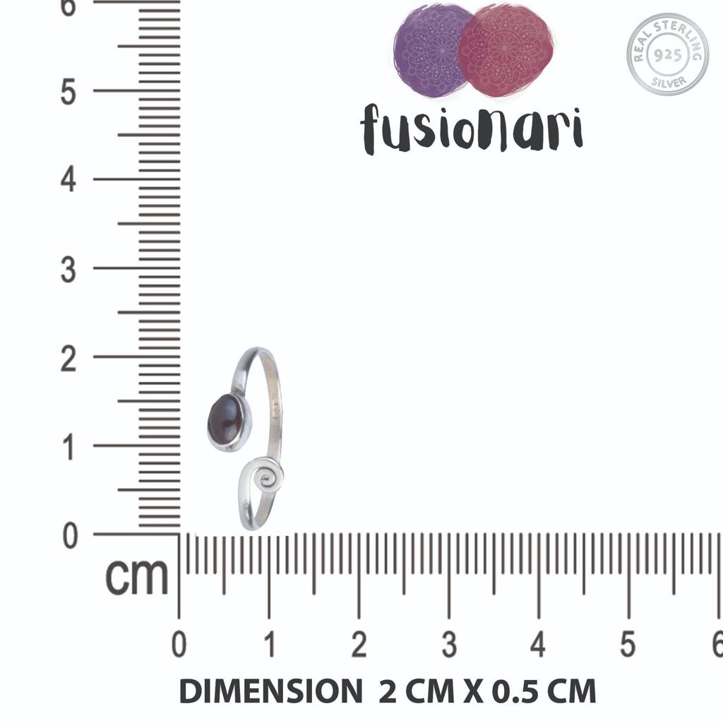 925 Sterling Silver Garnet Toe Ring For Women | Adjustable Red Gemstone Toe Ring | Minimal Jewelry : FU-0839
