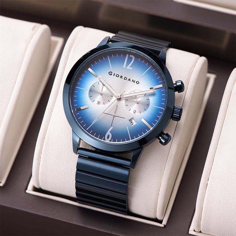 Giordano Analog Chronograph Watch For Men - Stainless Steel Case & Strap| Modern Casual & Formal Wristwatch With : GZ-50153-44