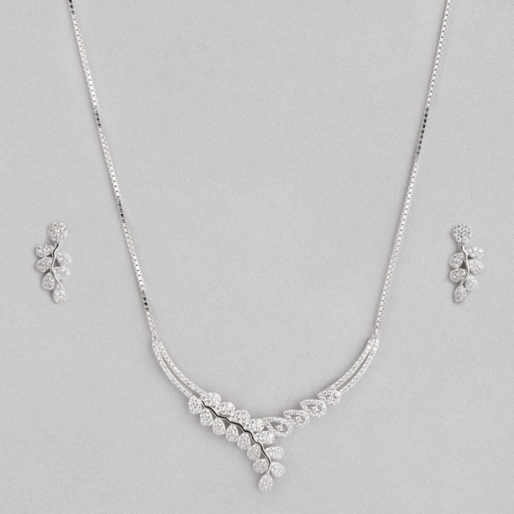 Leaf-Droplet 925 Silver Jewellery Set : JS-70041