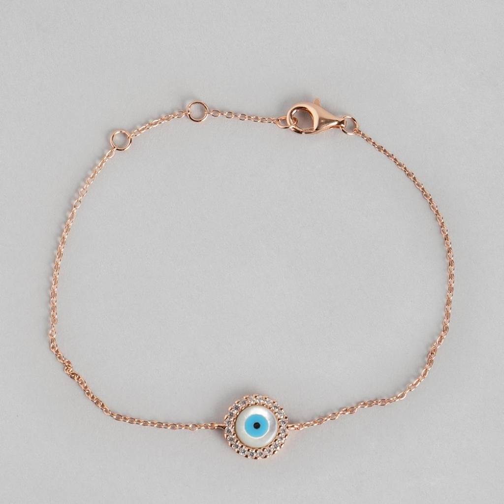 Cynthia Evil Eye Cubic Zirconia 925 Rose Gold Bracelet : BR-80088