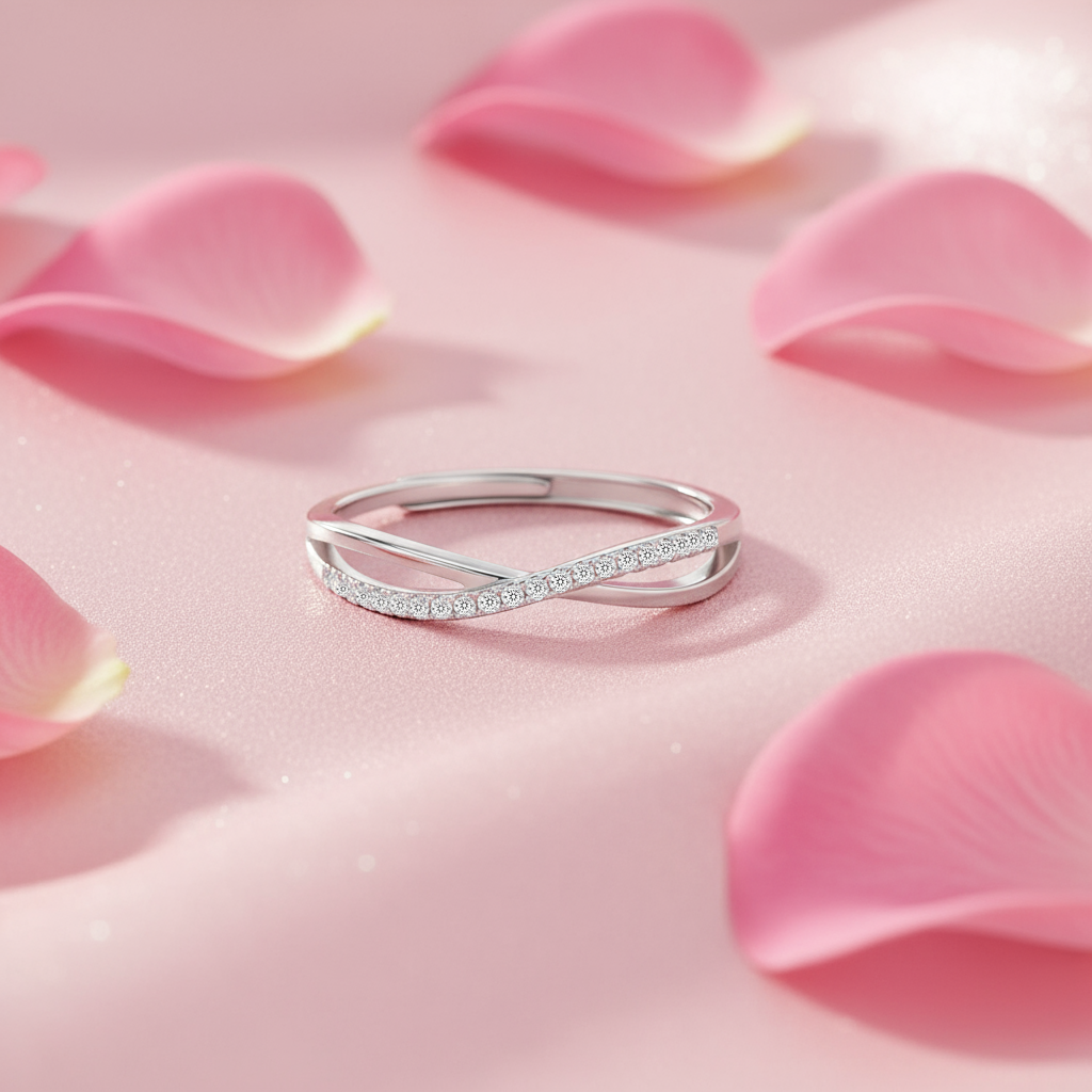 Zavya Promise-Box X Infinite Sparkle Adjustable Rhodium Plated Ring (Adjustable) : RNG-40457-R-RNGBOX