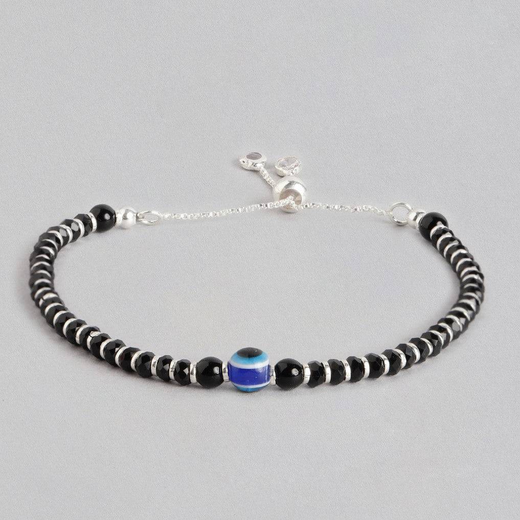 Beaded Evil Eye 925 Sterling Silver Bracelet : BR-80125