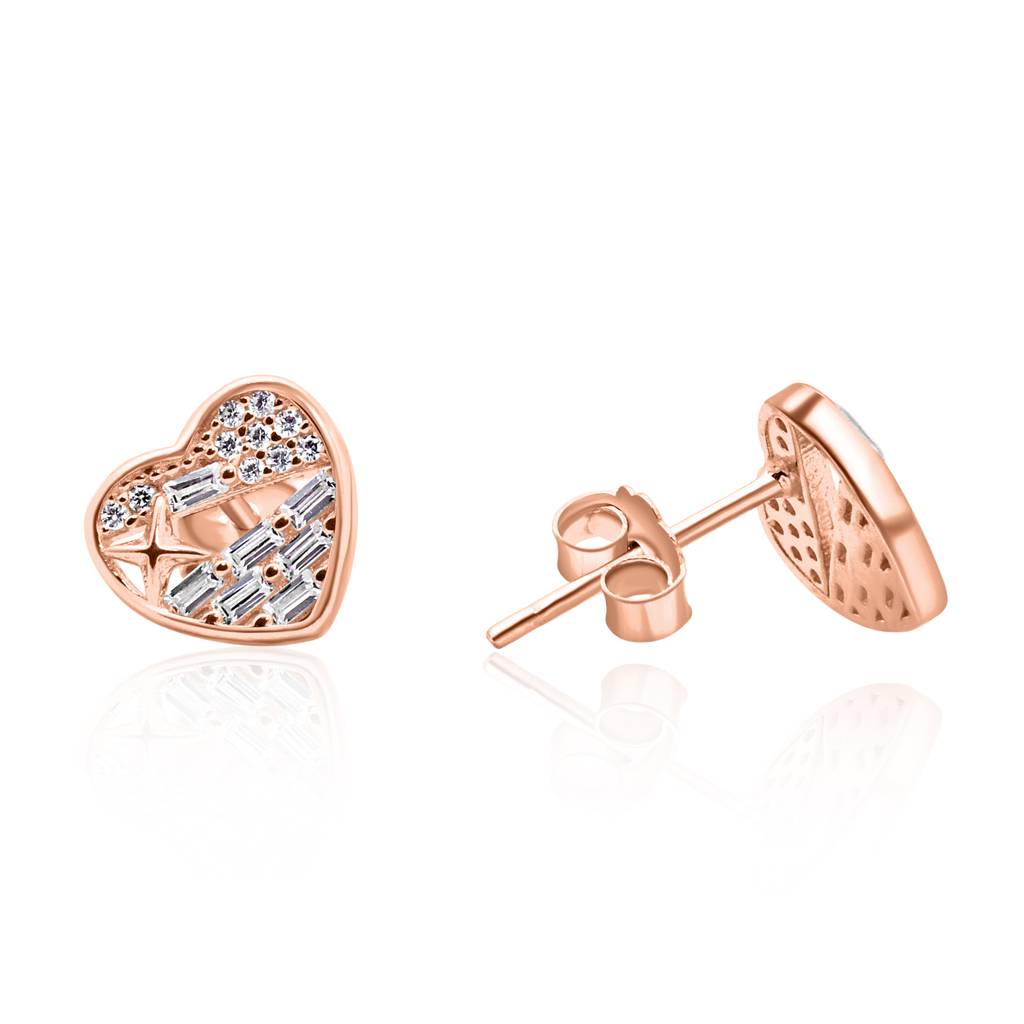 925 Pure Silver Zircon Studded Rose Gold Chain Pendant Set-Cps1018 : CPS1018