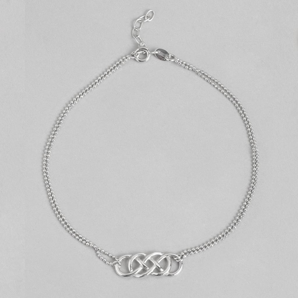 Double Infinity 925 Sterling Silver Anklets : ANK-60144-PAIR