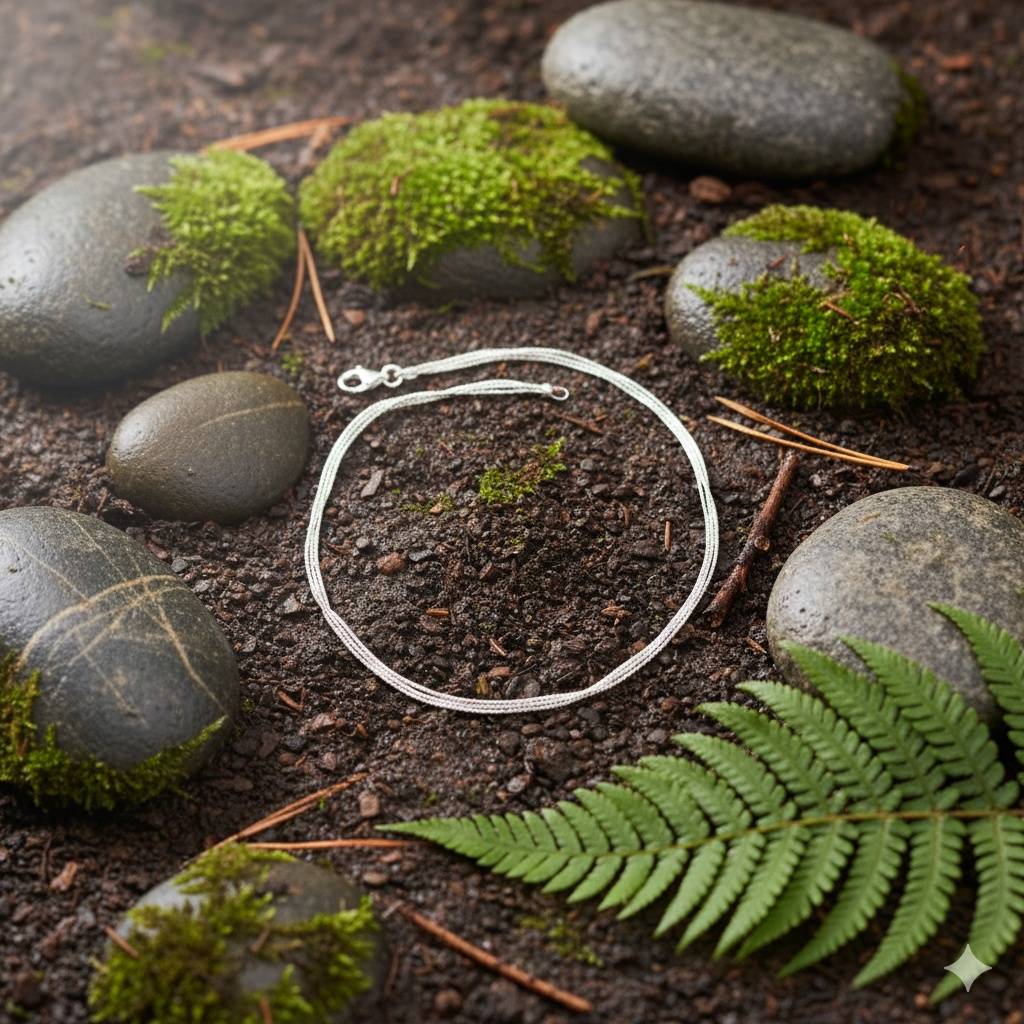 925 Pure Silver Delicate Chains Anklet : AK1066