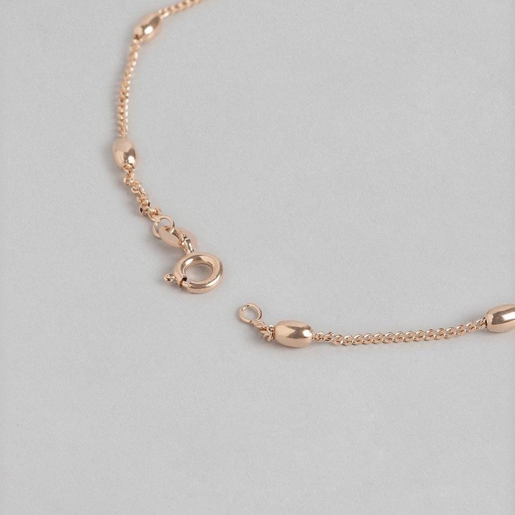 Rose Gold Beaded 925 Sterling Silver Anklet : ANK-60022-PAIR