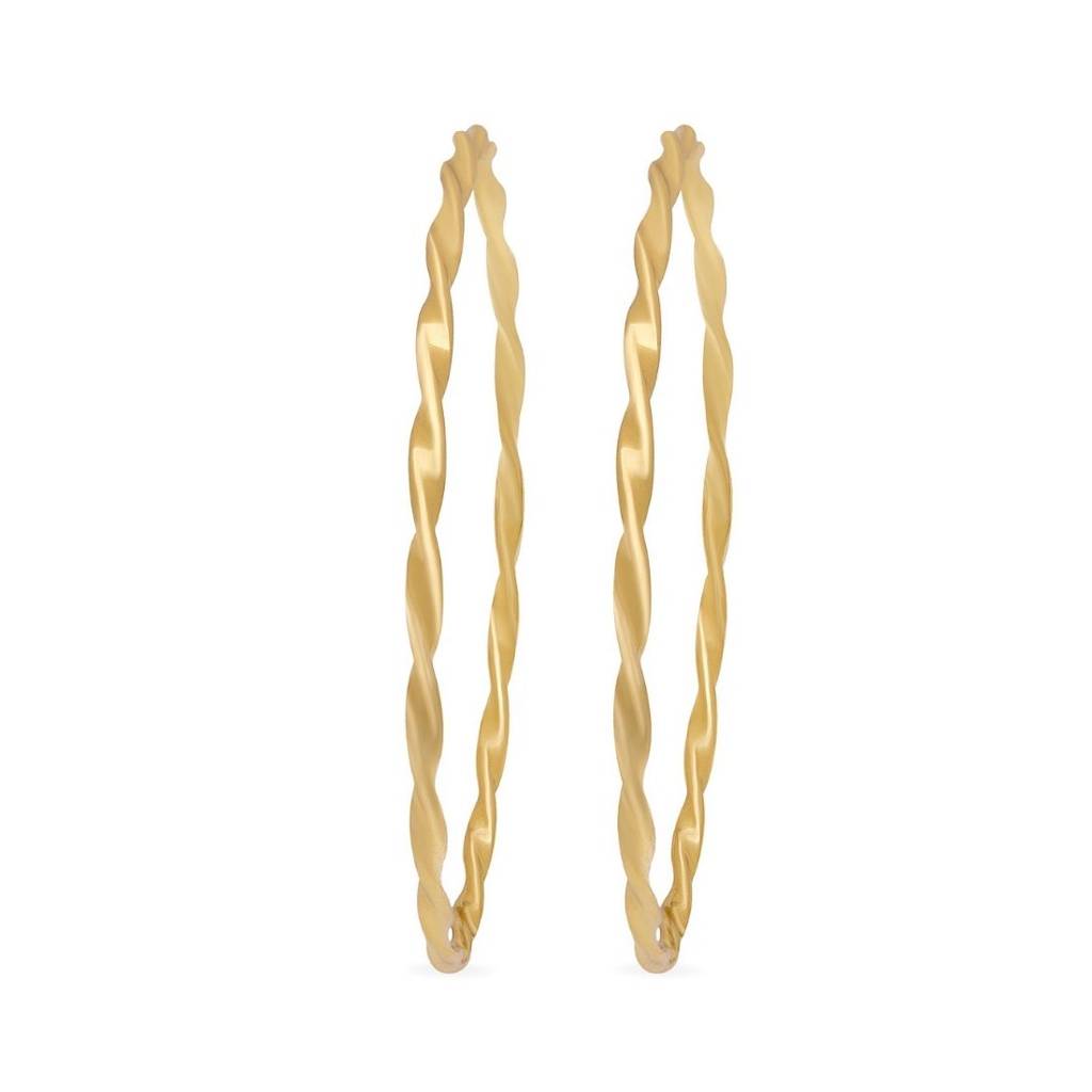 Golden Abstract 925 Sterling Silver Gold-Plated Abstract Bangle : BA-90014-PAIR-2-6-G