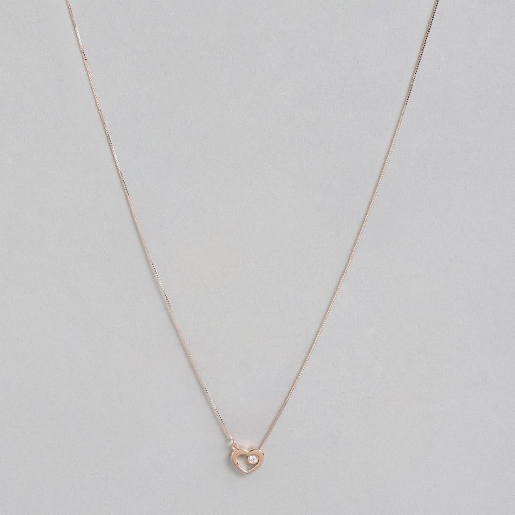 Elegant Heart Cz 925 Sterling Silver Necklace : NL-30123