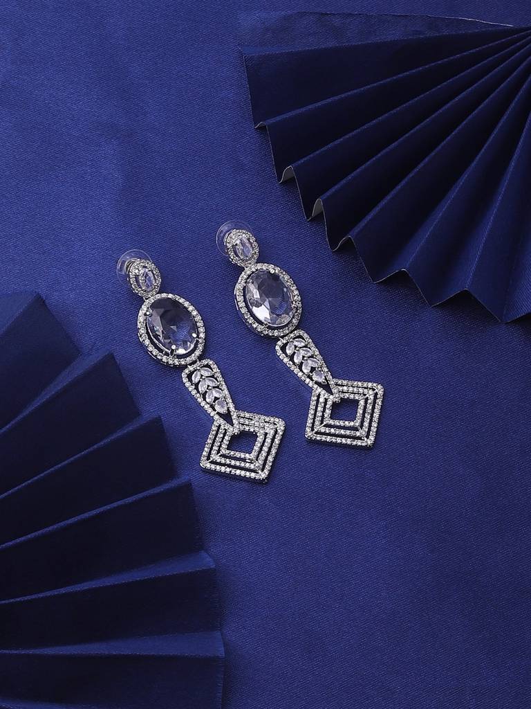 Silver-Tone Crystal Dangle Statement Earrings : ARNI-ER