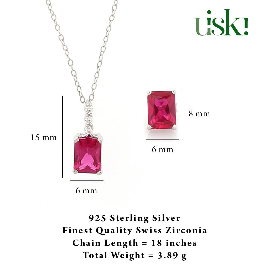Iski Uski 925 Sterling Silver Alicia Ruby Pendant Set