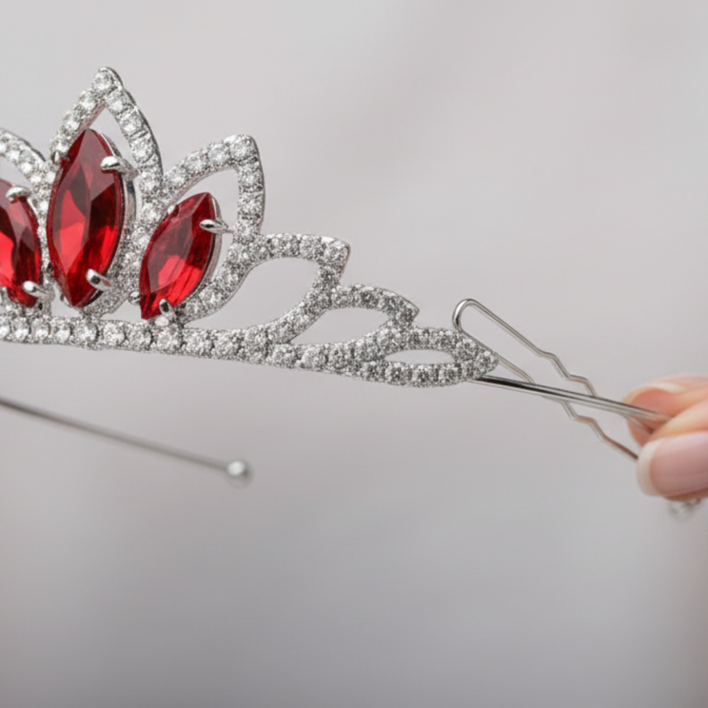 Silver Crystal Tiara For Women  Elegant Rhinestone Flower Crown Headband For Brides, Weddings, Prom & Pageants : M4SK-RED-MARKIS