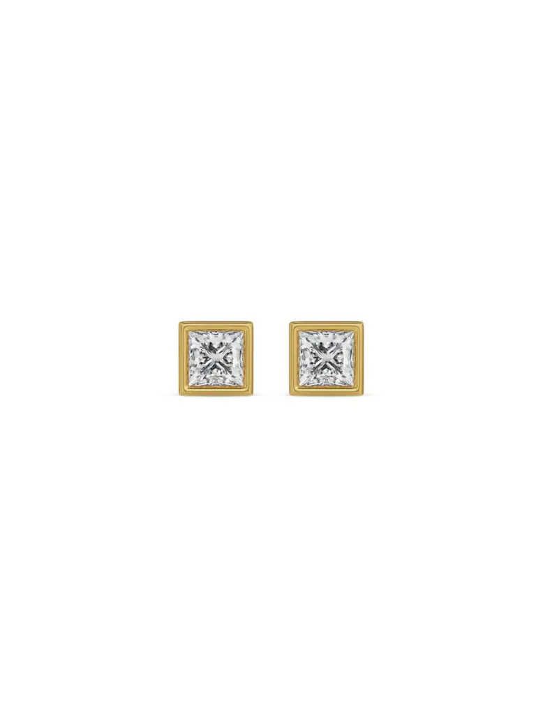0.5 Ct Bezel Princess Solitaire Studs : E950