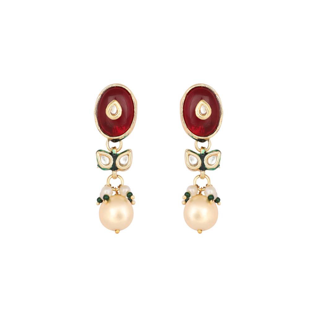 22K Gold Plated Radiant Sage Stone Kundan Necklace : YI24A0462N