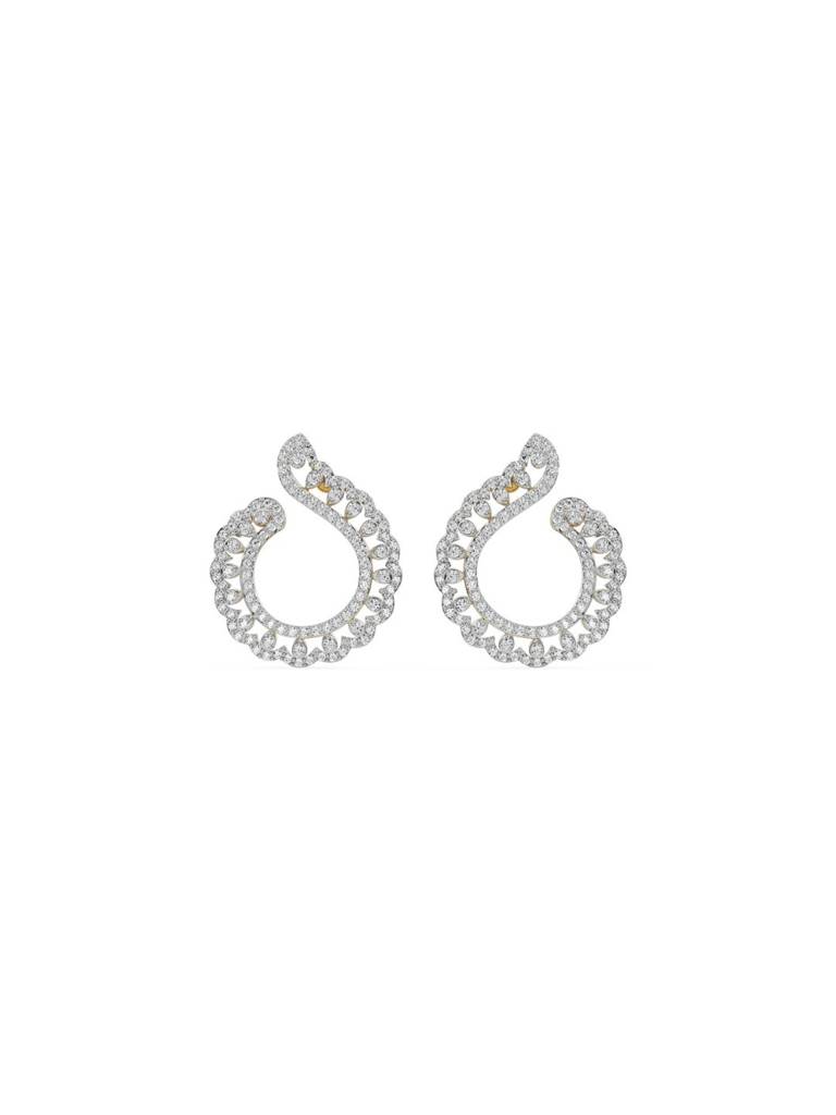 Feather Shaped Diamond Earrings : E981