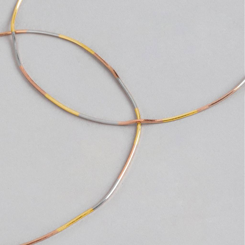 Triple Tone Serpent 925 Sterling Silver Anklet Sterling Silver  Multi