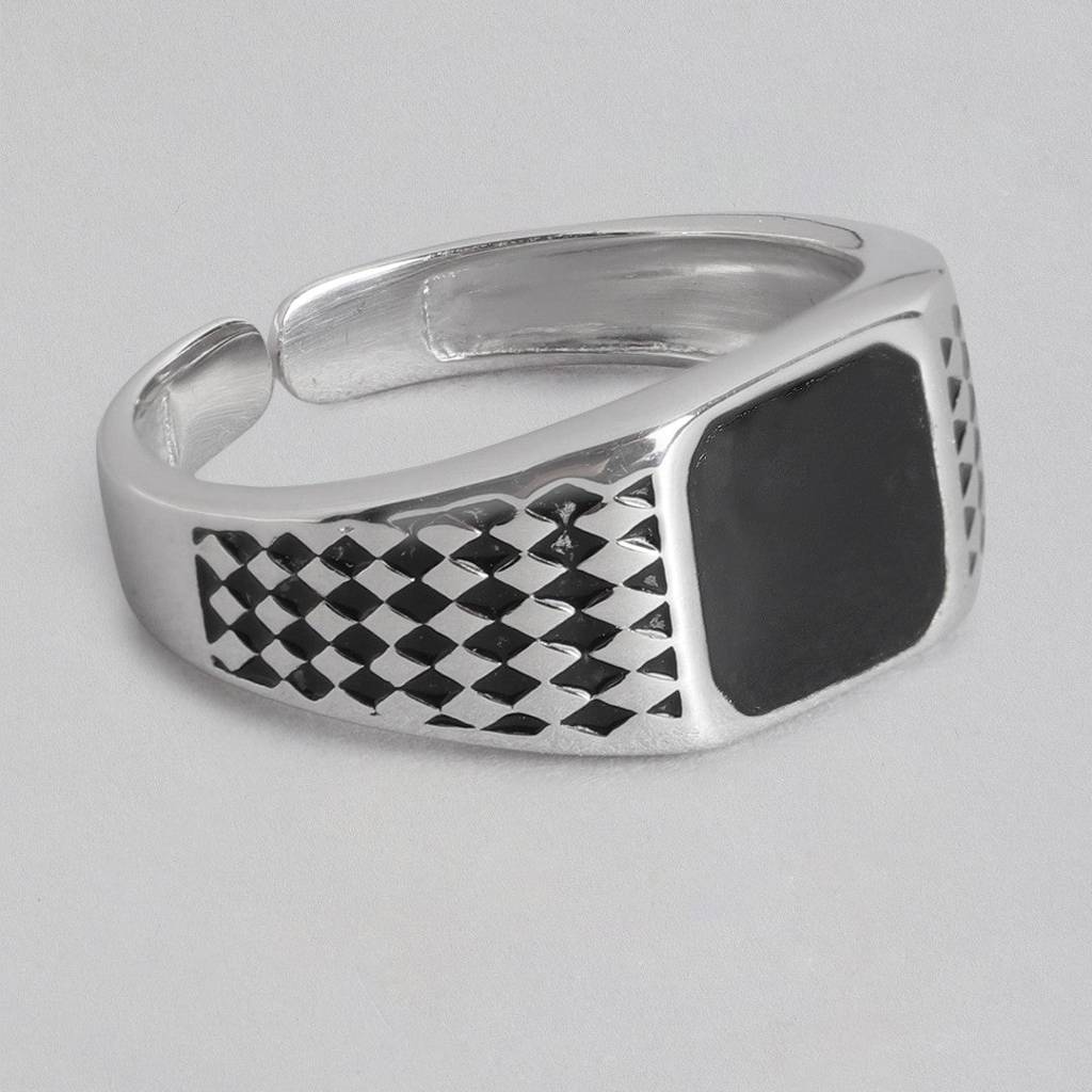 Classy Rhodium Plated 925 Sterling Silver Ring For Him (Adjustable) : RNG-40131