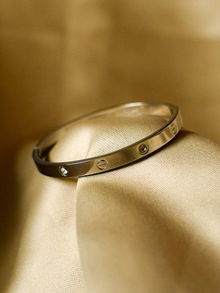 Classic Silver Lock Bangle Â Designer-Inspired Statement Bracelet : ATB534CSLB