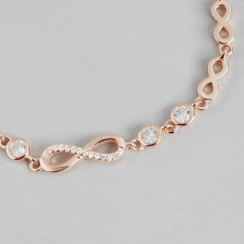 Infinity 925 Silver Bracelet In Rose Gold : BR-80114