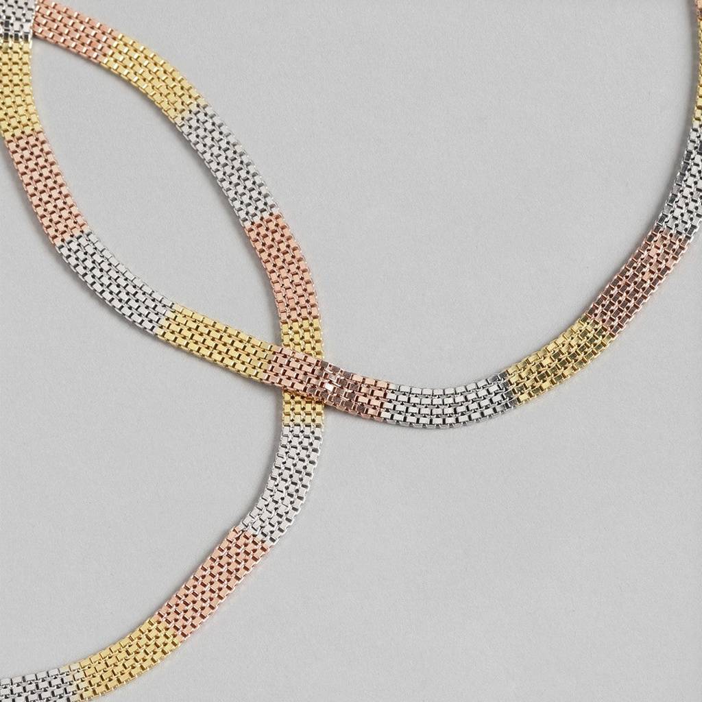 Multi Toned 925 Sterling Silver Anklet : ANK-60069-PAIR