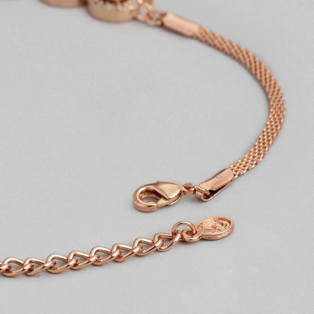 Estele Rose Gold Plated Cz Adorable Necklace Set With Mint Blue Stones For Women : AD-700-RG-MBNKER