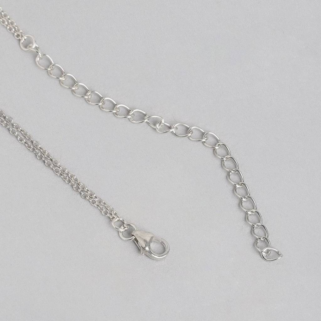 Double Chain Rhodium Plated 925 Sterling Silver Necklace : NL-30158