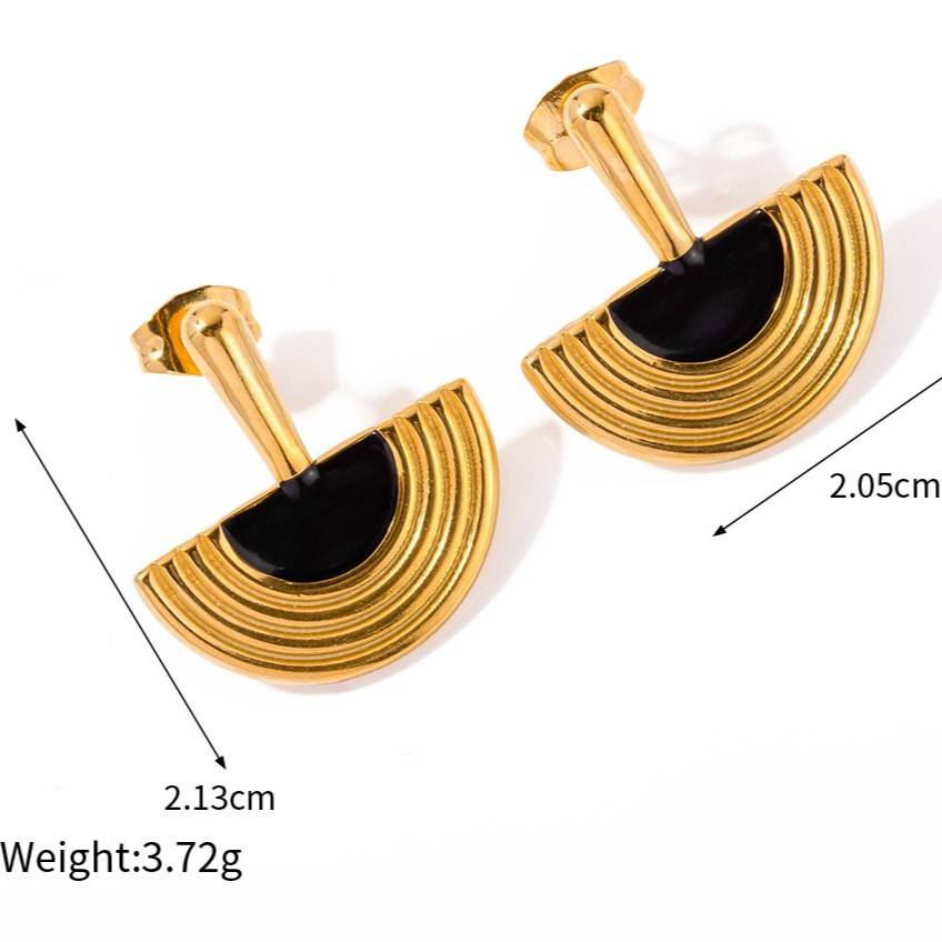 Mystic Black Gold Enamel Earrings : JD-ER-DG-01