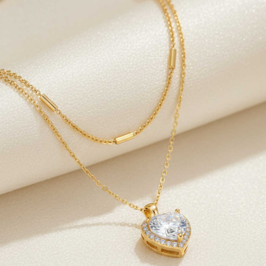 Double Layer Pendant Necklace For Women – Elegant Two Layer Chain Design With Minimal Modern Finish | Premium Eve : 5087100085
