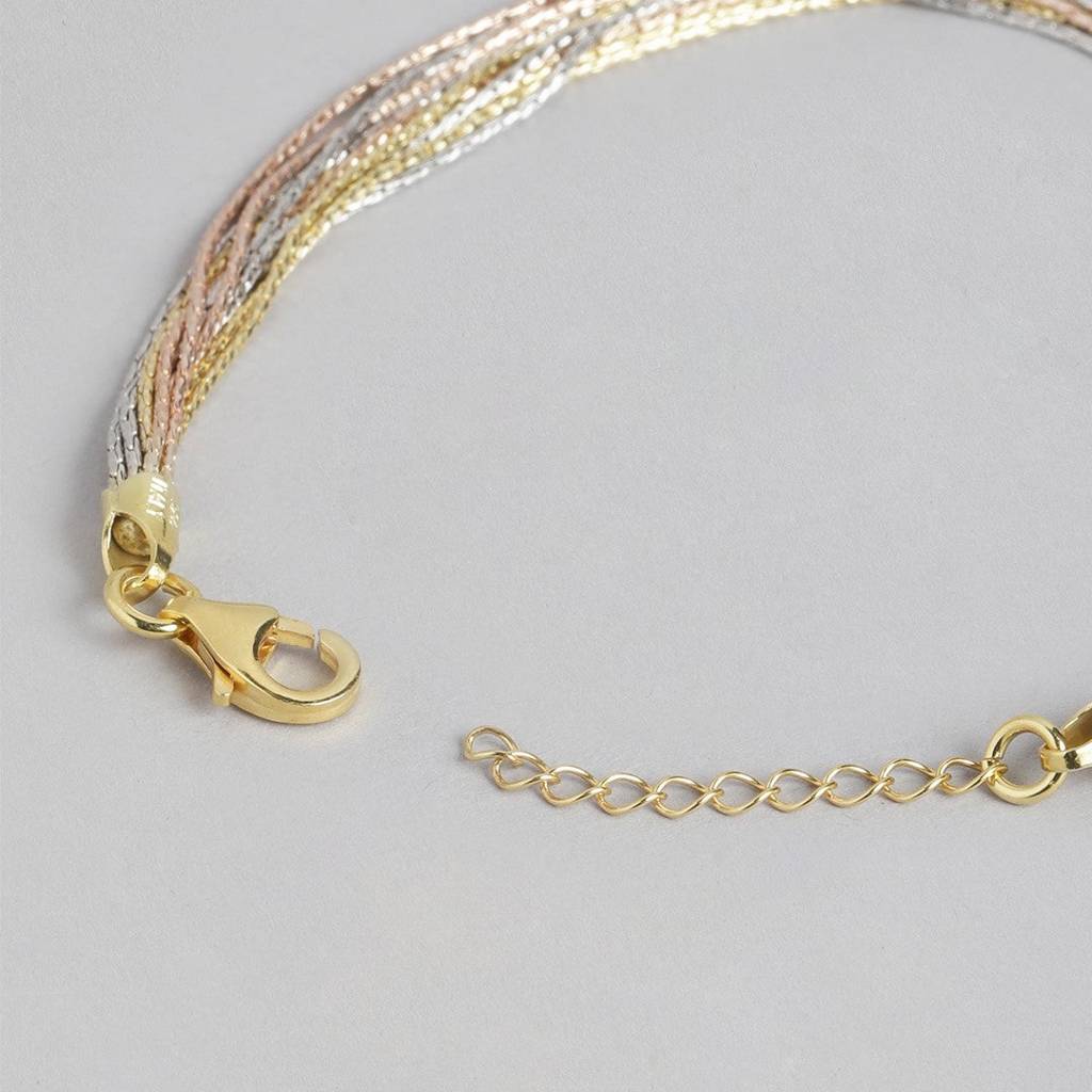 Tricolor Links Triple Tone-Plated 925 Sterling Silver Bracelet : BR-80267-RGRG