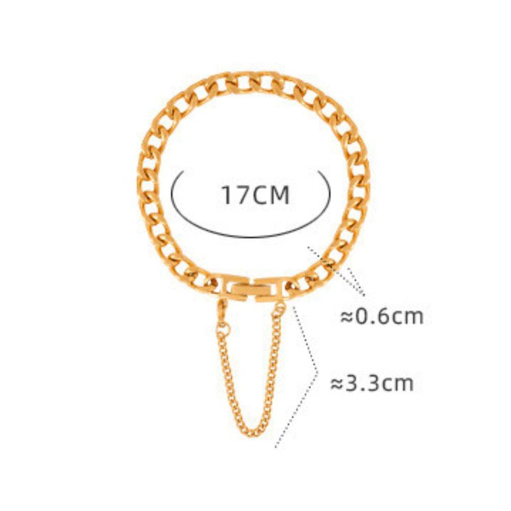 18K Gold Plated Waterproof Antitarnish Titanium Steel Cuban Chain Bracelet And Necklace Set : AFT0924NS046GC