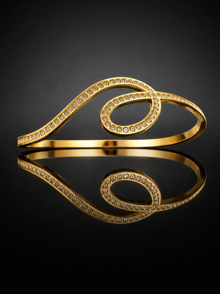 18K Gold Plated Cz Studded Designer Bracelet For Women : ATB869ESDB