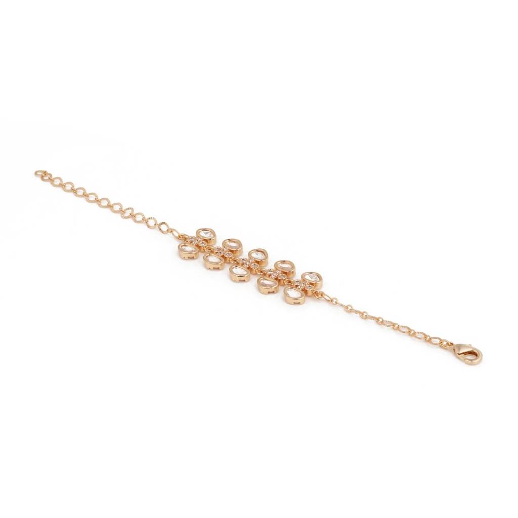 Elegant Gold-Tone Multi-Strand Kundan Bracelet : S24MRBR634GLD