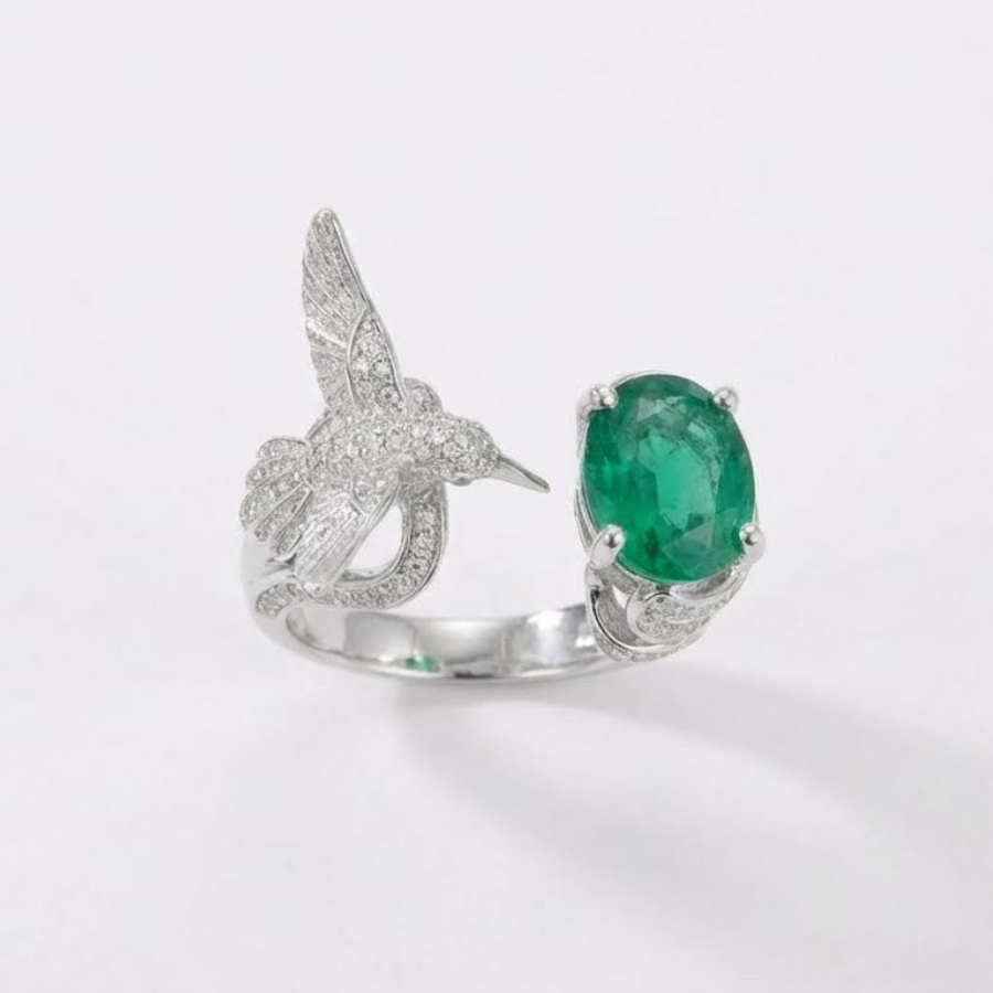 Willow Design Green Stone Silver Plated Ring For Women | Refined Fashion Ring : 1834356816