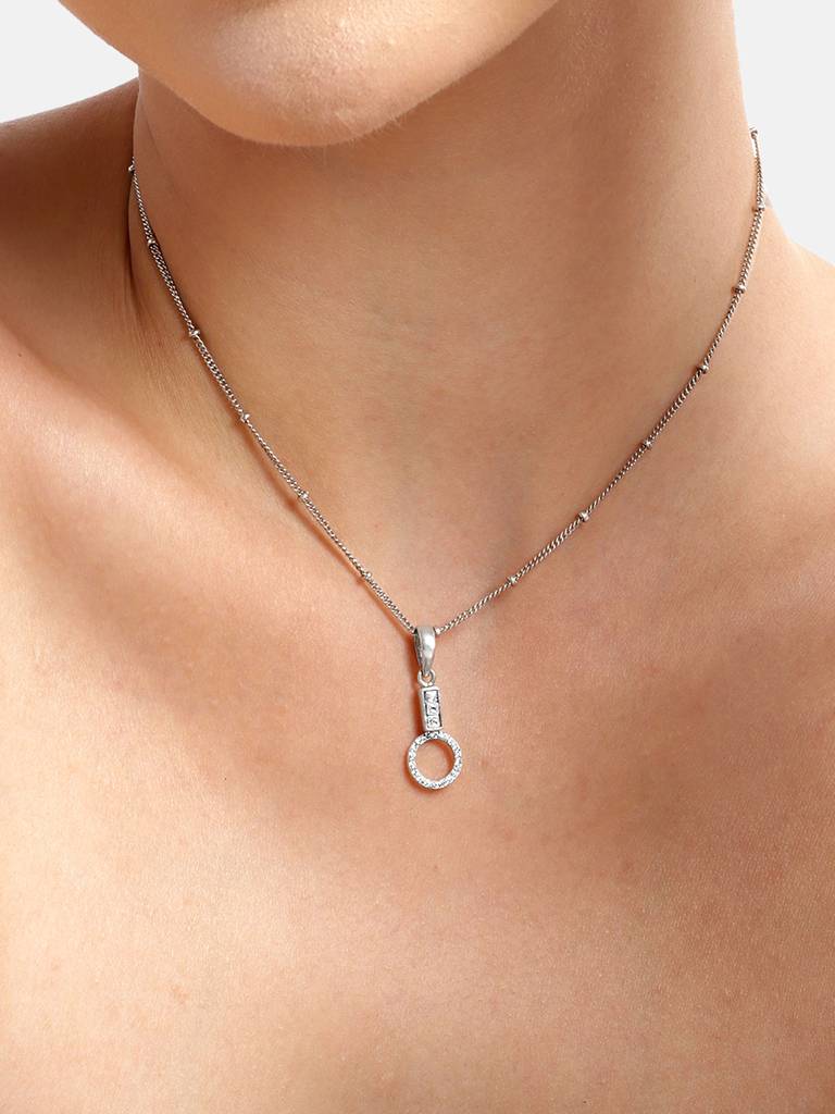 92.5 Silver Round Zircon Necklace : U100SG005MY048