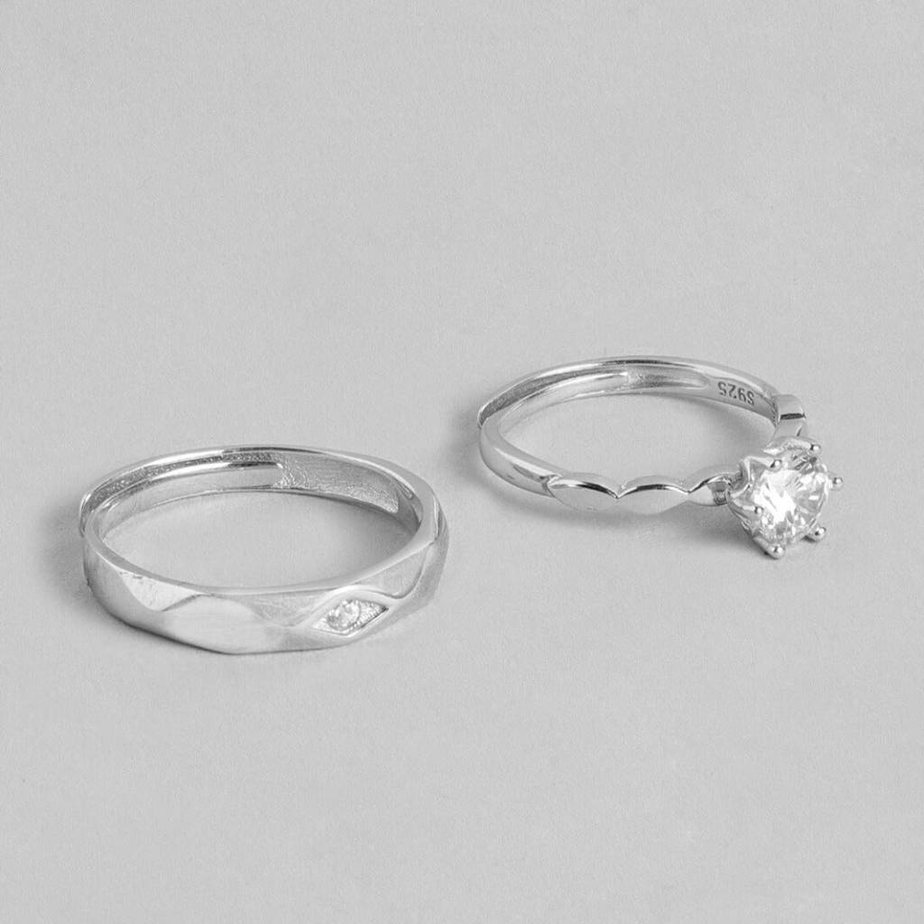 Classic Couples 925 Sterling Silver Rings (Adjustable) : RNG-40049-CMB