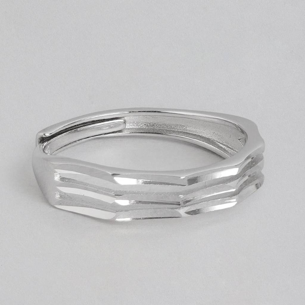 3 Lines 925 Sterling Silver Unisex Ring (Adjustable) : RNG-40079