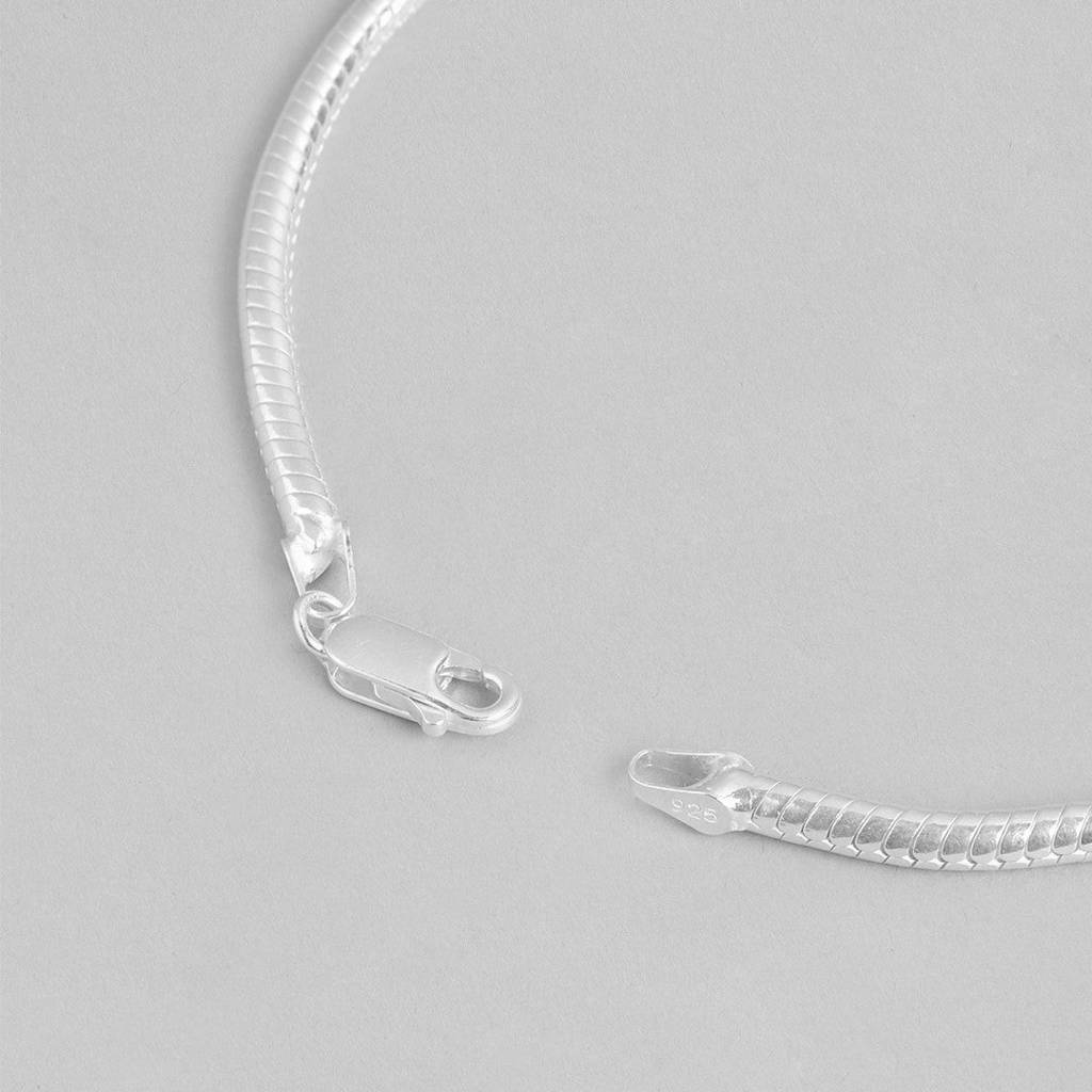 Serpentine Elegance Rhodium-Plated Snake Chain Men'S Bracelet : BR-80296-S