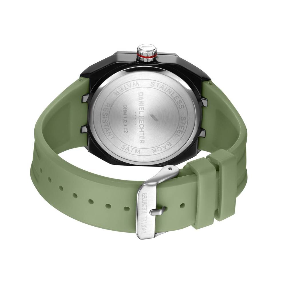 Daniel Hechter Paris Kleber Collection Sporty Multifunction Watch For Men With Checkered Geometric Dial, Day & Da : DHM1023-02