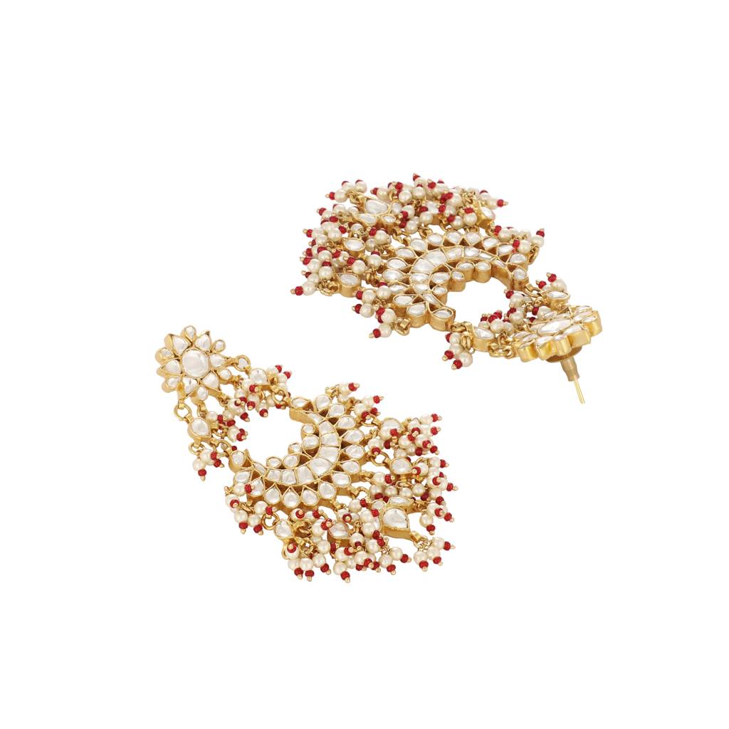 22K Gold Plated Pearl Empress Chandbali Earrings : YI24A0473E