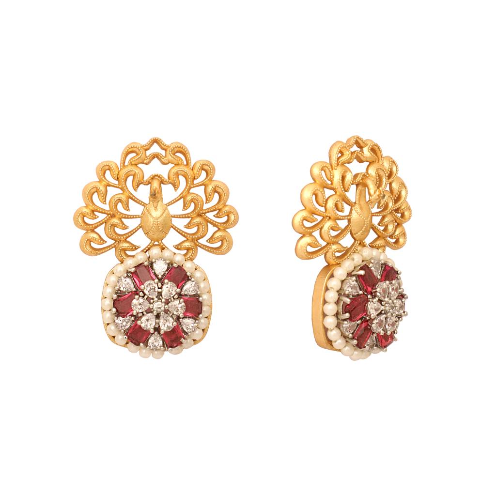 Diamond Essence Gold Oxidised Anti Tarnish Earrings : YI24A0251E