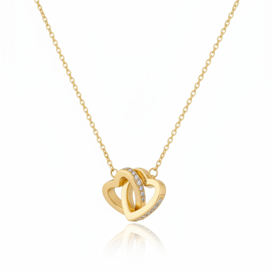Duo Heart Necklace For Women | Romantic Double Heart Pendant Jewellery : 3213896505