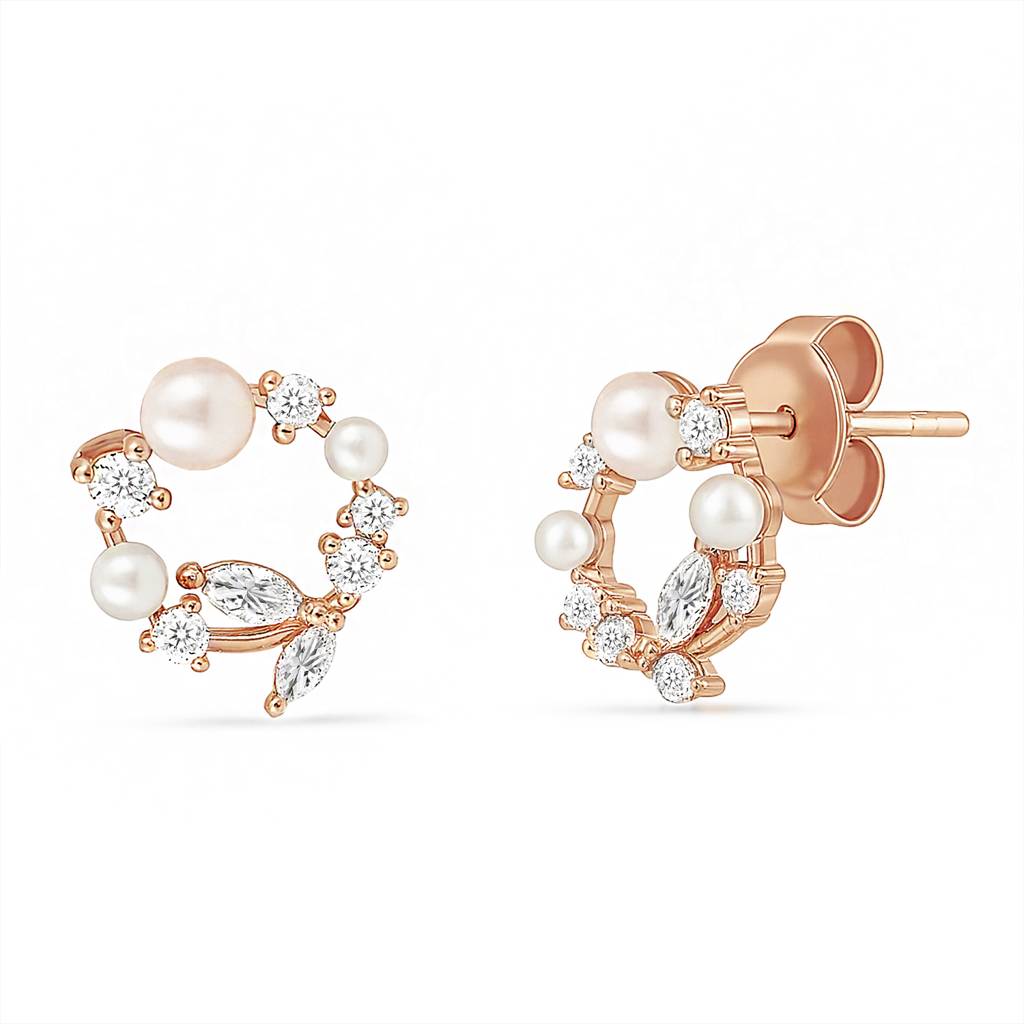 A Wreath Of Joy Stud Rose Gold Plated Earrings : EAR-21024-RG