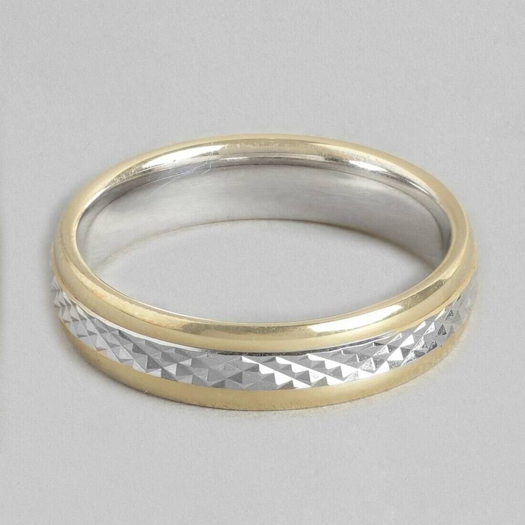 Exquisite Dual Tone Rhodium And Gold Plated 925 Sterling Silver Ring For Him (Adjustable) : RNG-40210