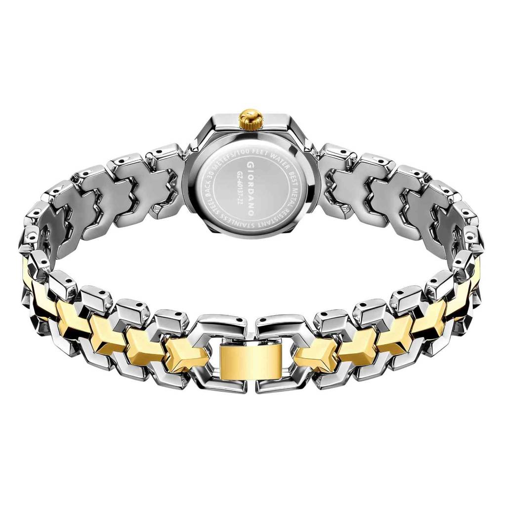 Giordano Analog Watch For Women Â Hexagon Dial With Crystal Accents, Stainless Steel Bracelet, Elegant Wristwa : GZ-60137-22