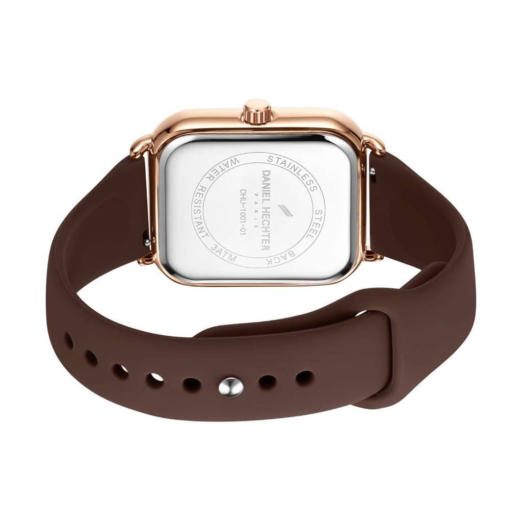 Daniel Hechter Paris Montmartre Unisex Multifunction Square Watch Â Black Dial With Day-Date & 24-Hour Subdial : DHU-1001-01