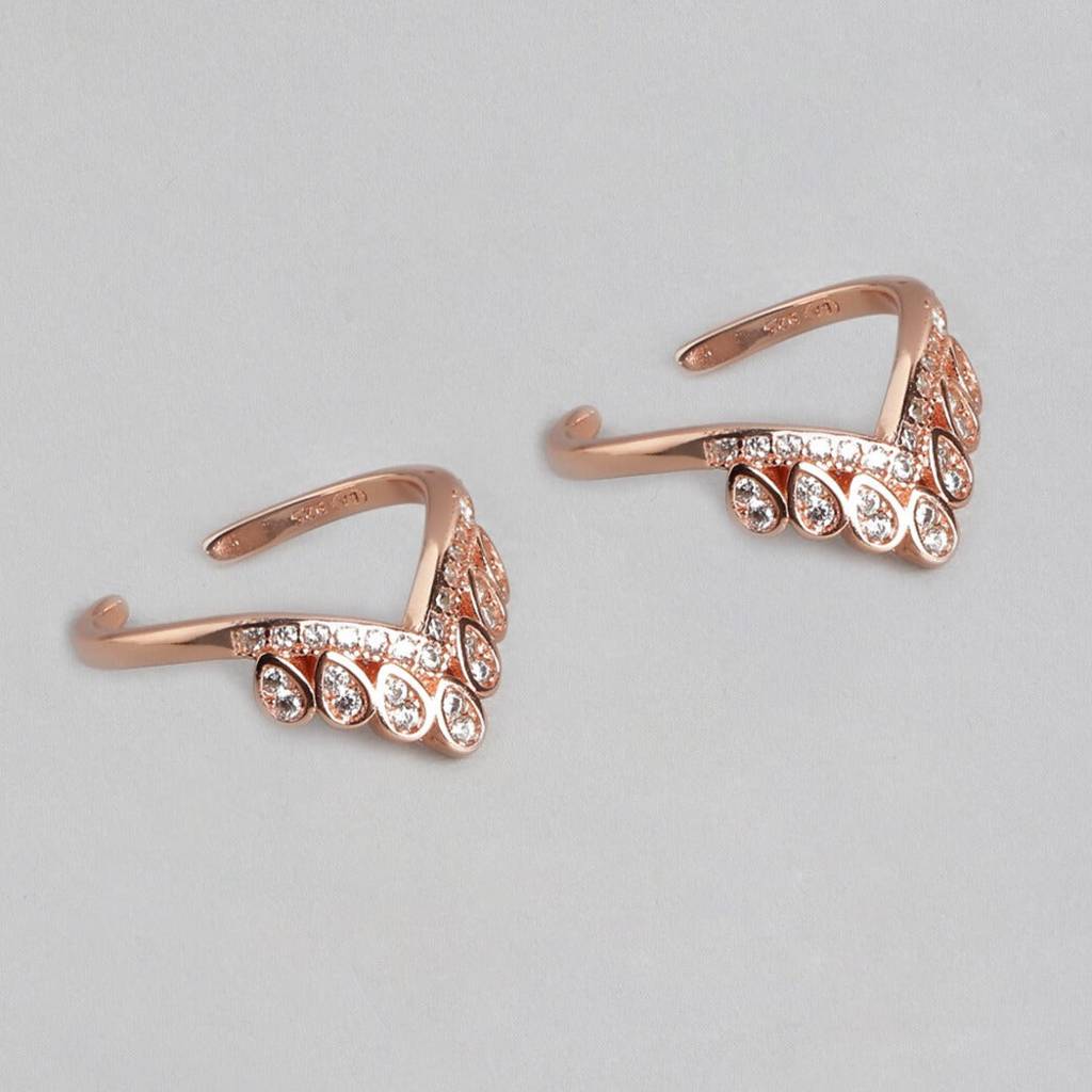 Crown Rose Gold 925 Silver Toe Ring : TOE-10009