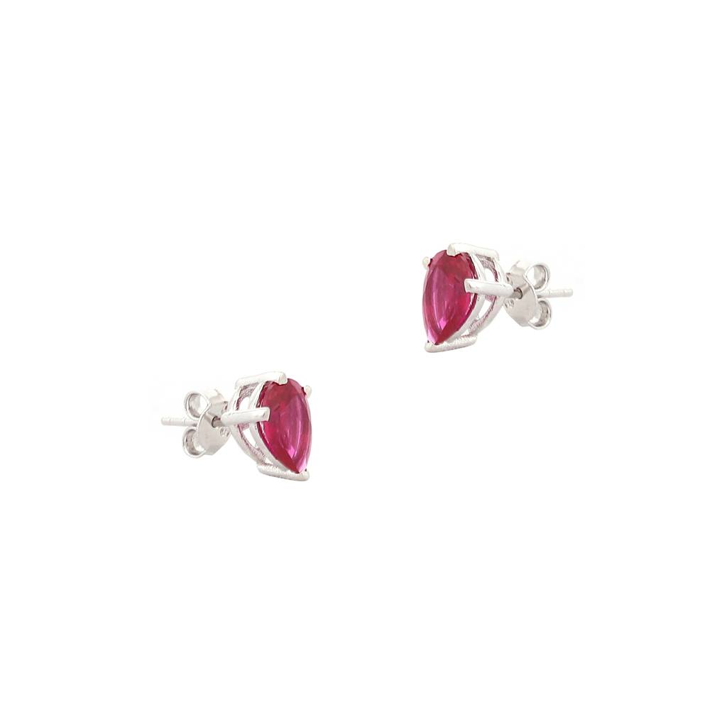 Iski Uski 925 Sterling Silver Ruhi Ruby Drop Earrings