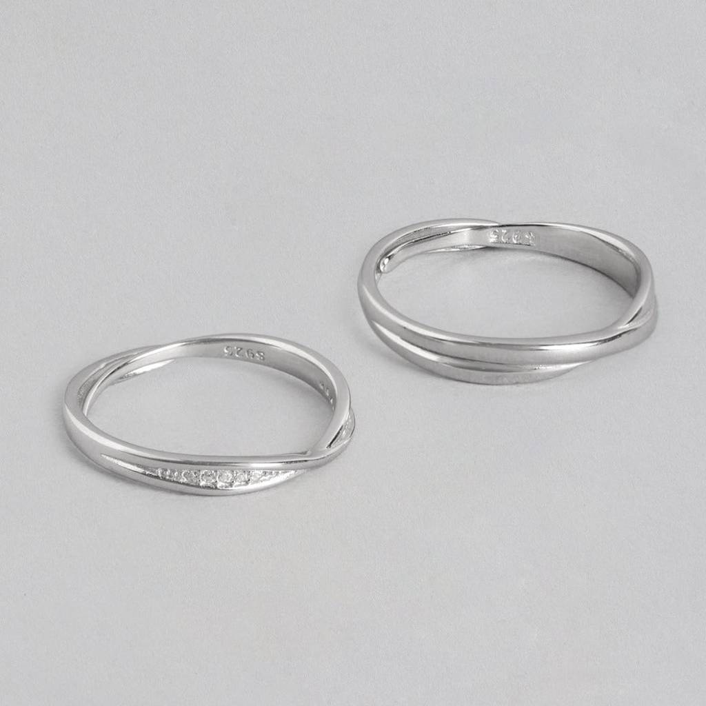 Infinity With You 925 Sterling Silver Couple Ring (Adjustable) : RNG-40013-CMB