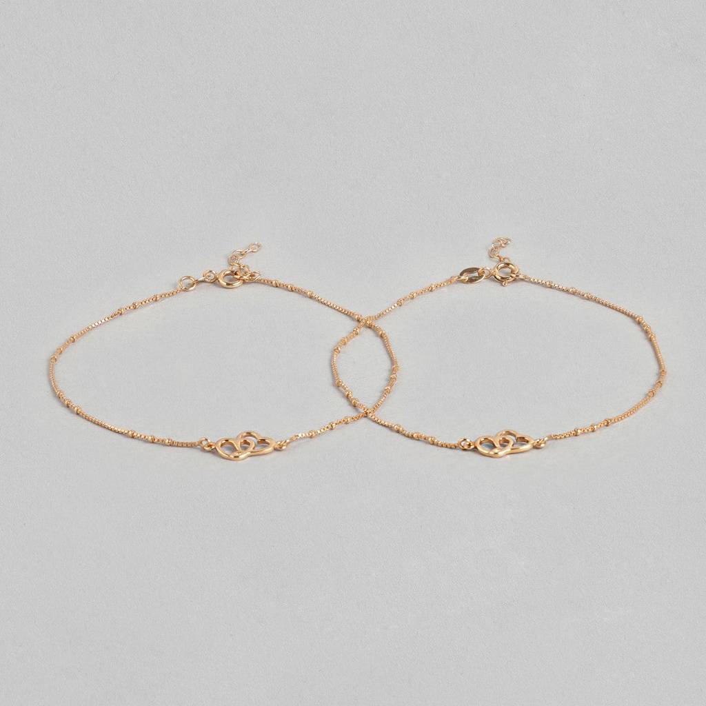 Hearts Rose-Gold Plated 925 Anklet : ANK-60131-PAIR